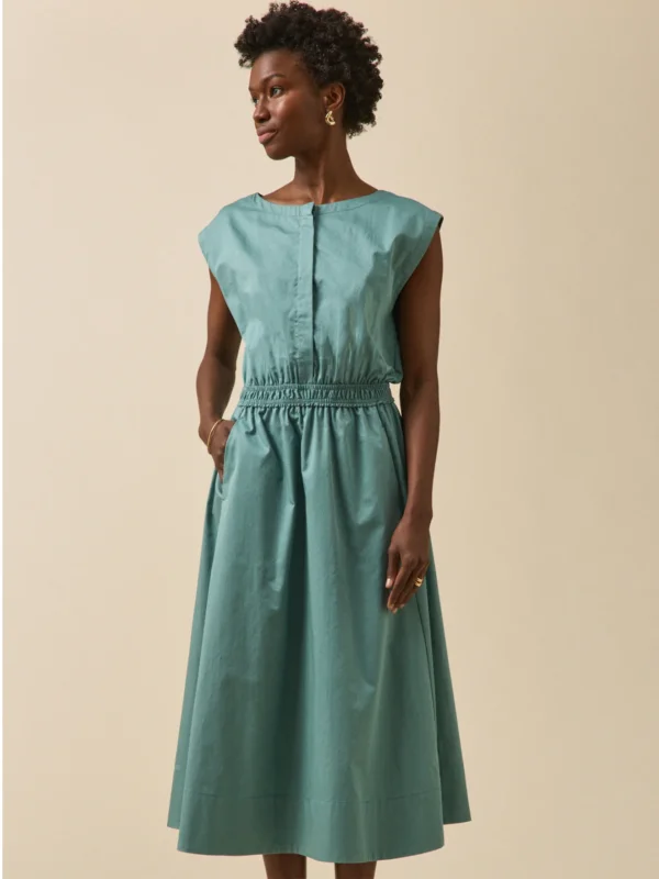 Langes Damen-Festkleid aus satinierter Popeline