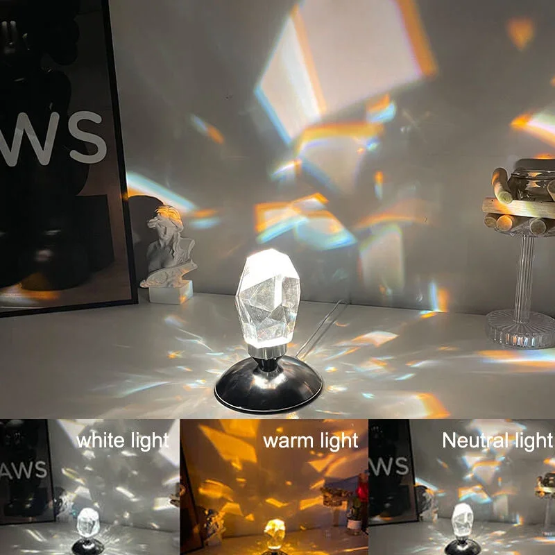 Brehn | LuxorLite Diamant Crystal LED Tischlampe | Luxuriöses Stimmungslicht | 3- oder 16-Farbenwechsel | Kabelloses Nachtlicht
