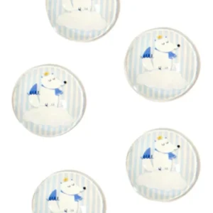 Pastilles décoratives en verre renard pour baby shower bleues à rayures