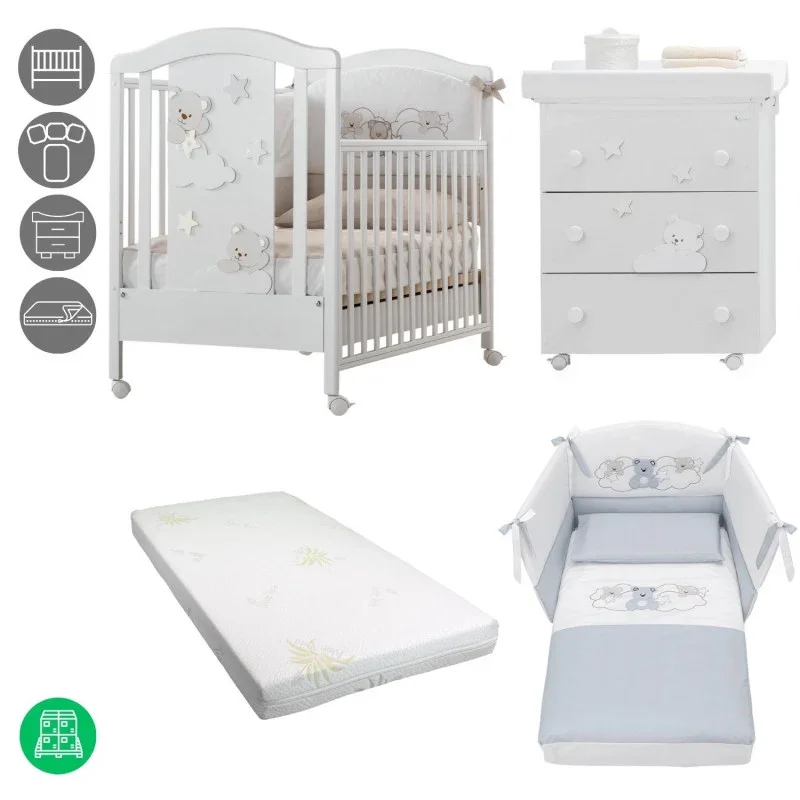 Cameretta Completa Azzurra Design Mars Bianco