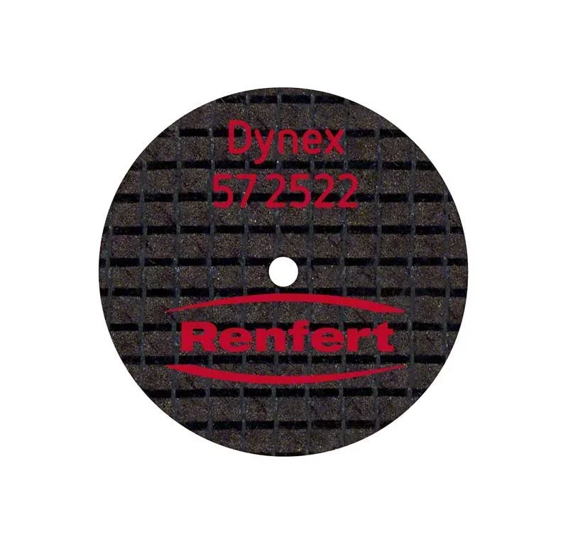 Schwarze Trennscheibe Dynex für Dentalanwendungen mit rotem Aufdruck.