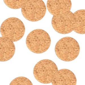 Confettis ronds en liège pour décoration de table à bords dentelés marron