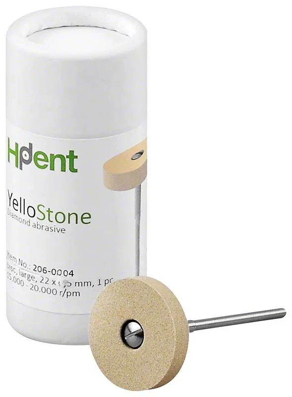 YelloStone Schleifkörper St. Schleifrad groß mit Verpackung im Hintergrund.