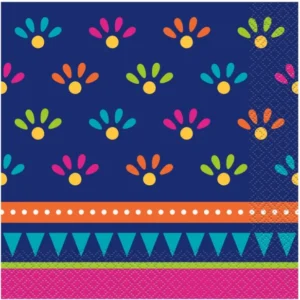 Serviettes en papier boho fiesta pour fête violettes à motifs colorés