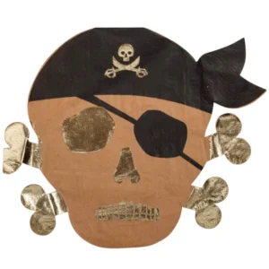 Serviettes en papier tête de pirate pour fête kraft et dorure