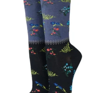 Damensocken blau -marine mit kleinen Blüten