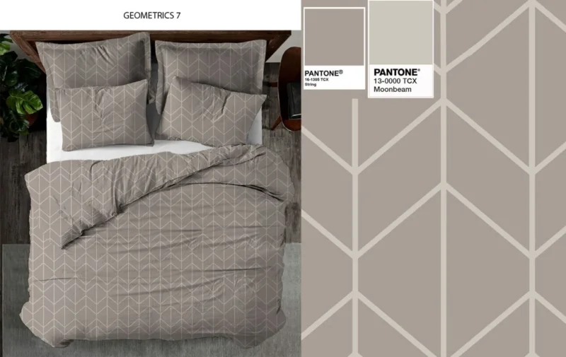 Living Dreams Satin-Bettwäsche Taupe/Geometrisch