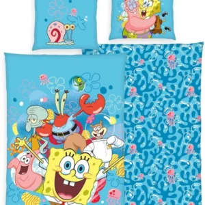 SpongeBob Wende Bettwäsche Set 2 tlg. 135x200 cm 80x80cm Baumwolle