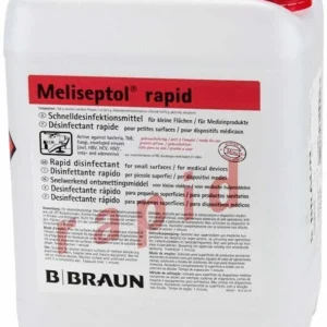 5-Liter-Kanister Meliseptol Rapid Flächendesinfektion von B. Braun mit rotem Verschluss.