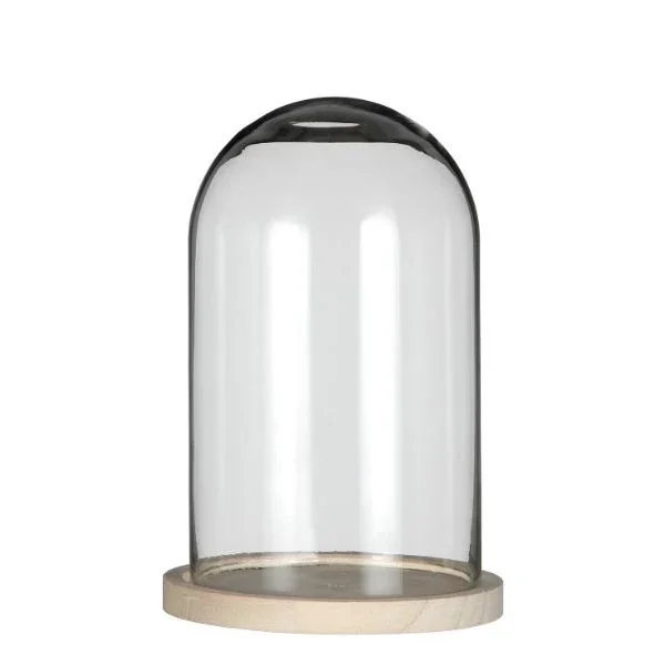 Glass Dome with Wooden Base Ø14cm and 21 cm tall (1 pc)