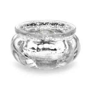 Photophore en verre miroir pour table argenté