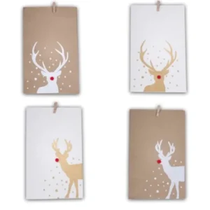 Gros plan sur la version kraft des sachets en papier Rudolph rennes pour Noël
