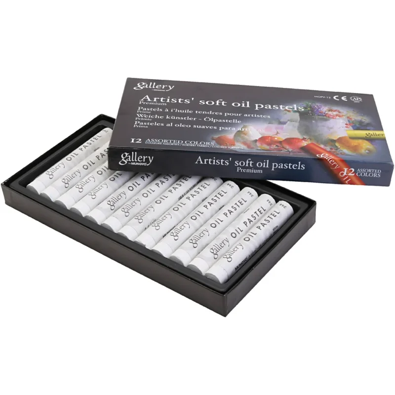 Gallery Oil Pastel, L: 7 cm, dia. 11 mm, thickness 11 mm, white, 12 pc