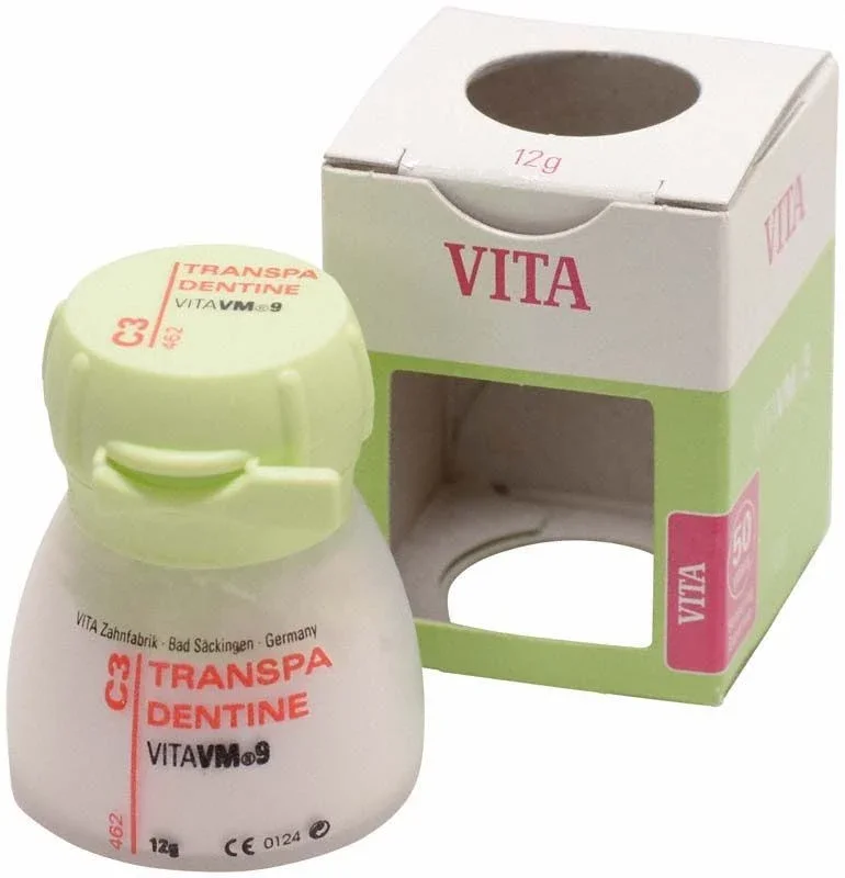 Transpa Dentin VITA VM9 C3, 12g Dose mit Verpackung.
