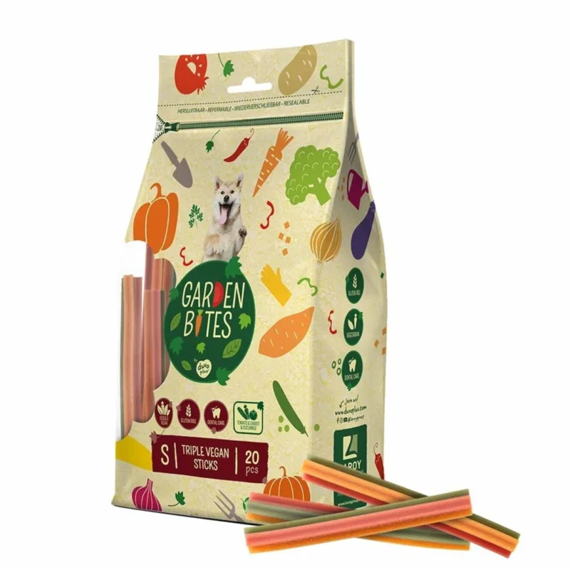 Garden Bites Veggie Sticks 🥕🍅🥒 - Zahnpflege & Leckerli für Hunde – S - 13 cm - 20 Stück