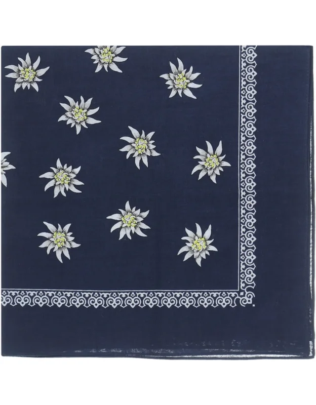 Bauerntaschentuch | Großes Blumenmuster, Marineblau