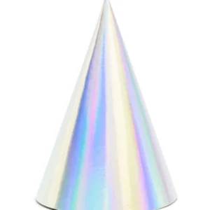 Chapeau de fête pour anniversaire iridescent en carton avec élastique