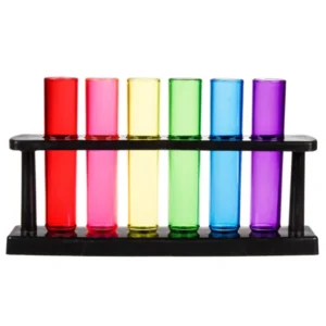 Shooters tubes à essais pour adulte multicolores avec support noir