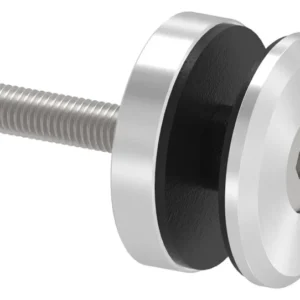 Glas-Punkthalter ø 52mm für Glasstärken 6,00-21,52mm, flacher Anschluss, aus V4A Edelstahl, mit AbP