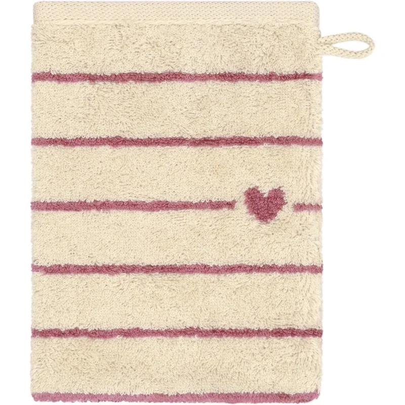 Cawö Waschhandschuh Heart Beats Lines & Hearts 6276 beere