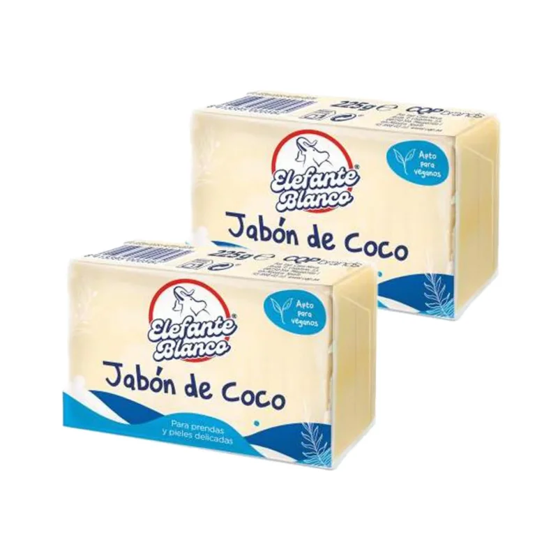 Pack 2x JabĂłn Coco Elefante Blanco, Mimidu, 225 g