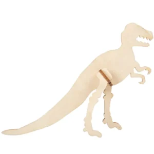 Marque-place dinosaure 3D T-Rex pour anniversaire en bois naturel