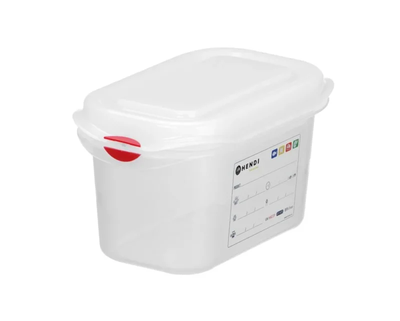 HENDI GN 1 / 9 Behälter – Polypropylen – 1 l – Transparent – Rechteckig – 176 × 108 × H 100 mm – Produktansicht