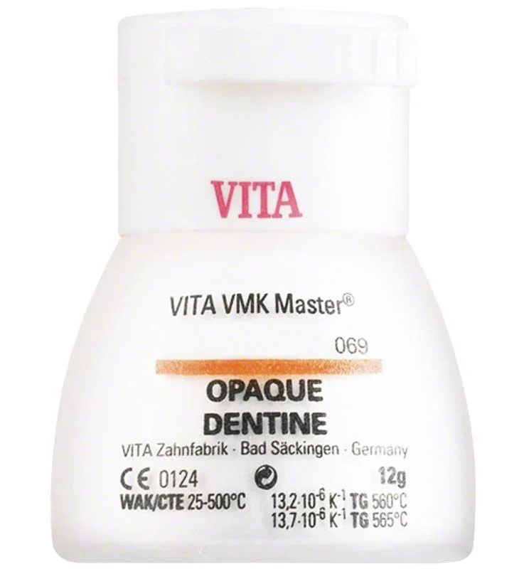VITA VMK Master Opaque Dentine 12g Behälter mit Aufdruck.