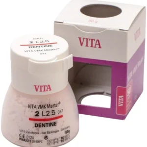 Dentine-Pulver VMK Master 3D 50g, Farbton 2L2.5, mit Verpackung.