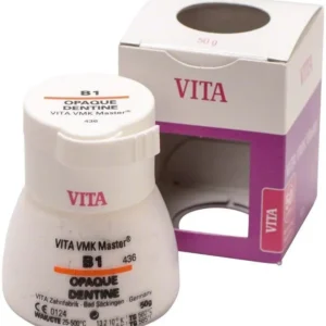 VMK Master Opaque Dentine 50g B1 mit Verpackung im Hintergrund