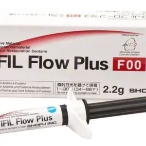 BEAUTIFIL Flow Plus F00 Spritze und Verpackung mit Produktinformationen.