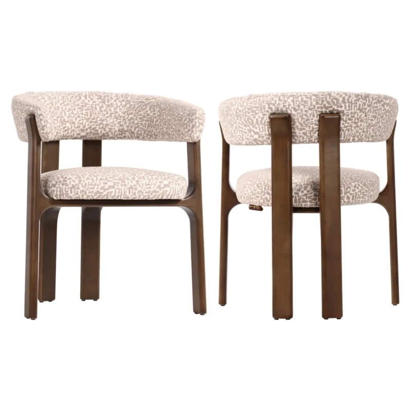 Esszimmerstuhl Contigo natural geo mit gepolstertem Sitz und Rückenlehne in Beige-Melange, Gestell Buche dunkel.