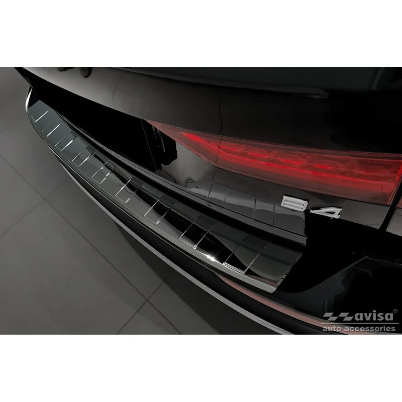 Avisa, Schwarz-Chrom Edelstahl Heckstoßstangenschutz passend für Volvo V60 II / V60 II Cross Country 2018- & V60 II Plug- In Hybrid / R-Design 2019- Ribs, Chrom, Schwarz