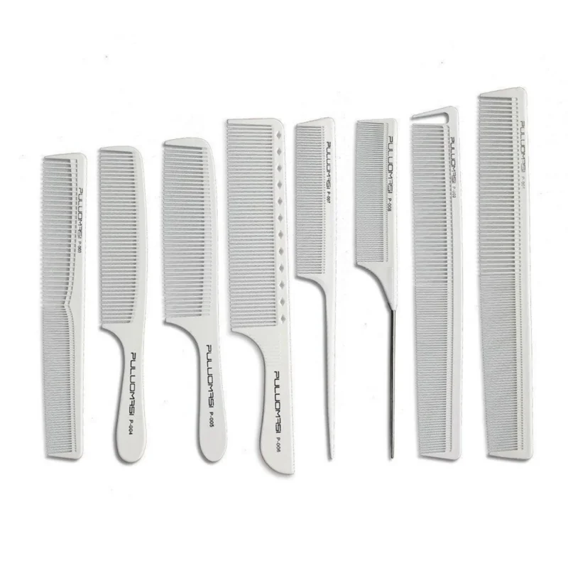 Professioneller weißer Friseur Carbon Kamm Set für