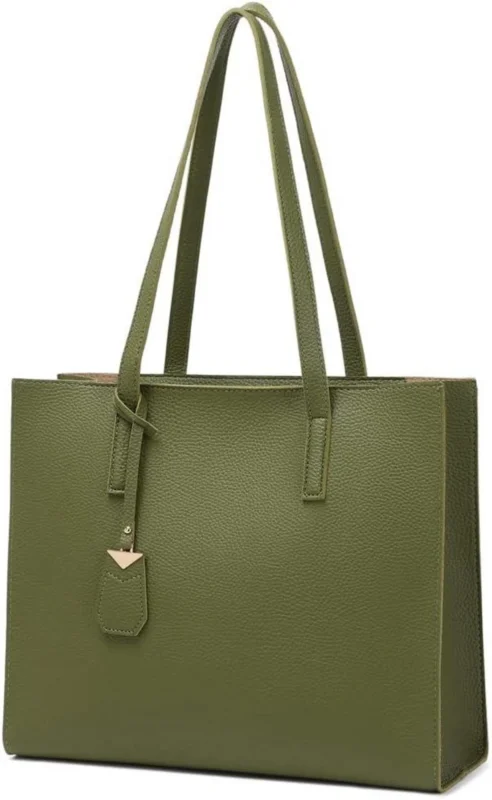 Große PU-Leder-Schultertasche mit elegantem Tragegriff in A-grün