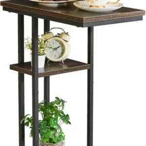 Beistelltisch Industrie-Design C-Form Graubraun 40x26x61.5 cm