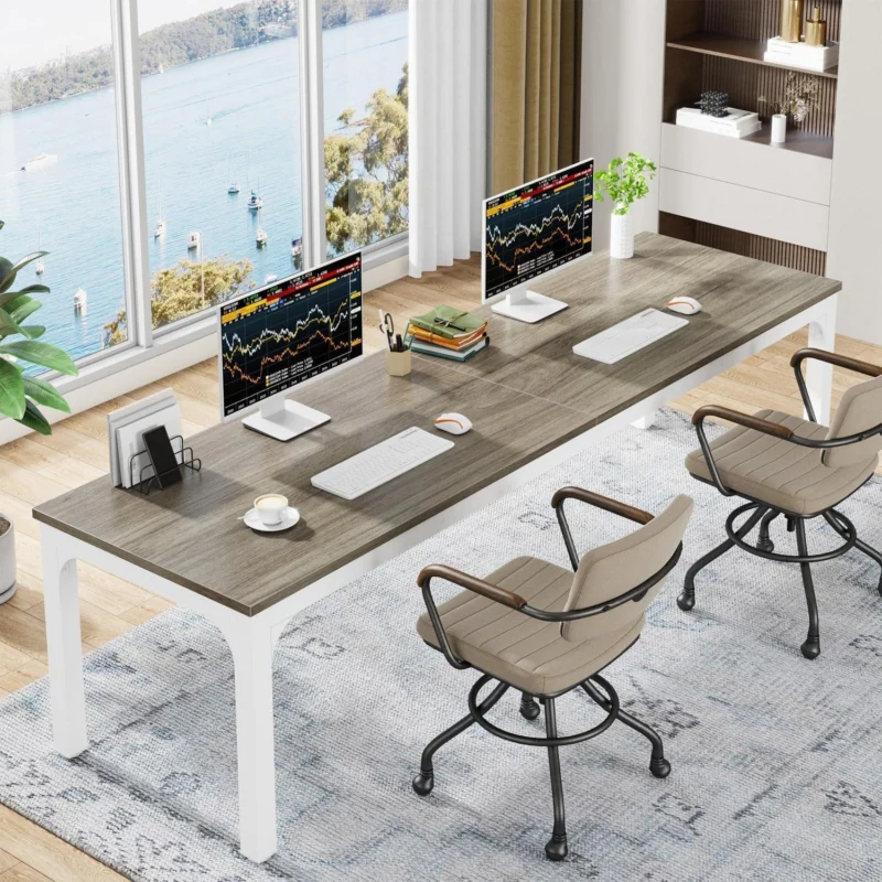 Doppelter Schreibtisch 200x70cm | Eiche | Home Office & Büro