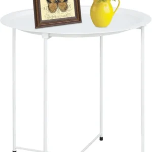 Runder Beistelltisch mit Stauraum, 2 Ebenen, Metalltablett
