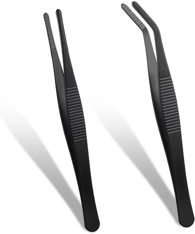 Pinzette Edelstahl Rutschfest Gebogen Wellenschliff 14cm Labor