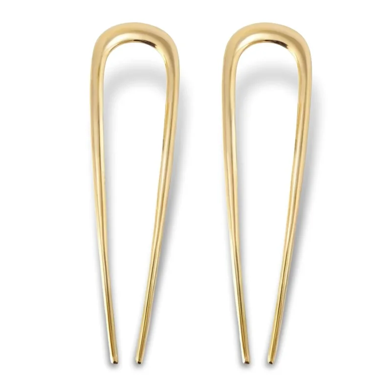 2er Set Gold Metall Französische Haarnadeln Haarpin Groß Dutt Hairpin