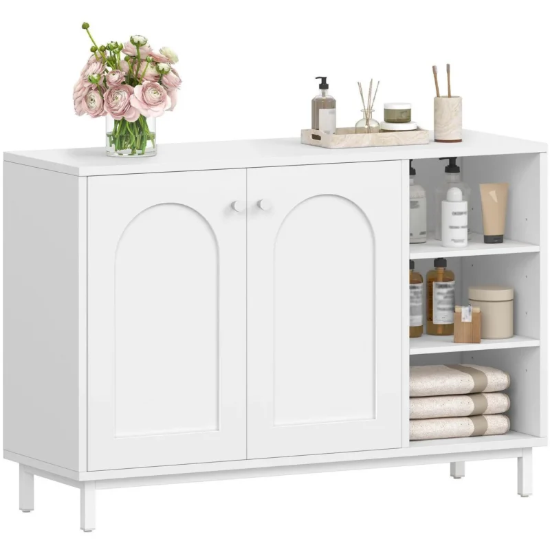 Weißer Badezimmerschrank mit 2 Türen & verstellbarem Regal