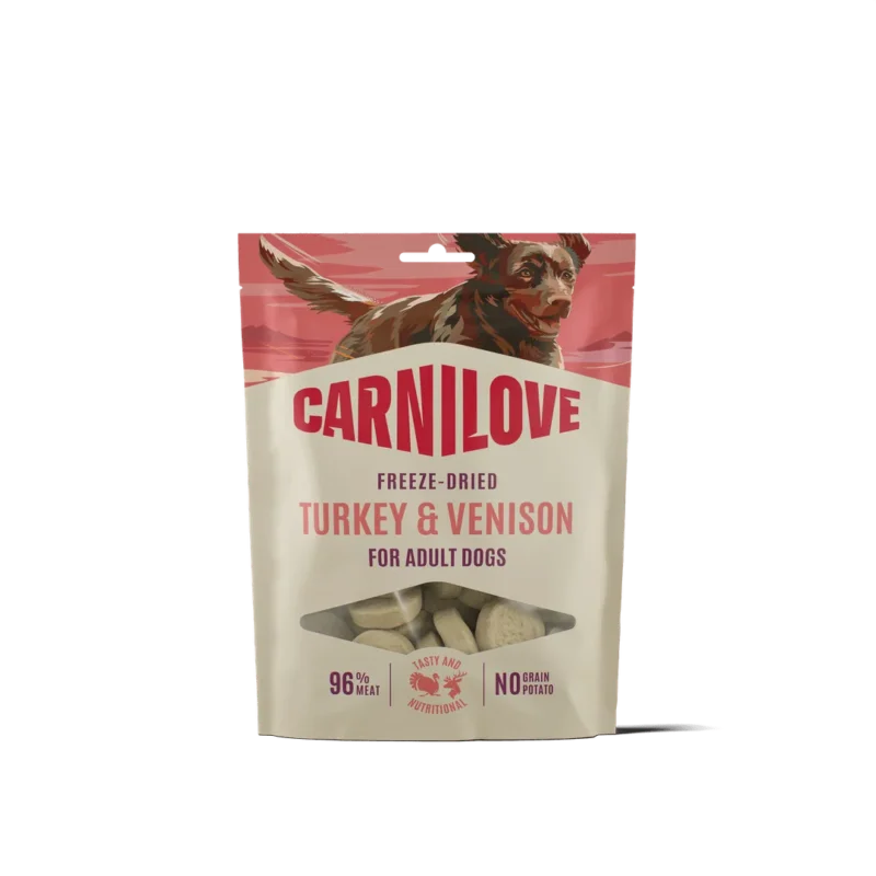 Carnilove Freeze-Dried Pute und Wild Snack für Hunde, 60-g-Beutel