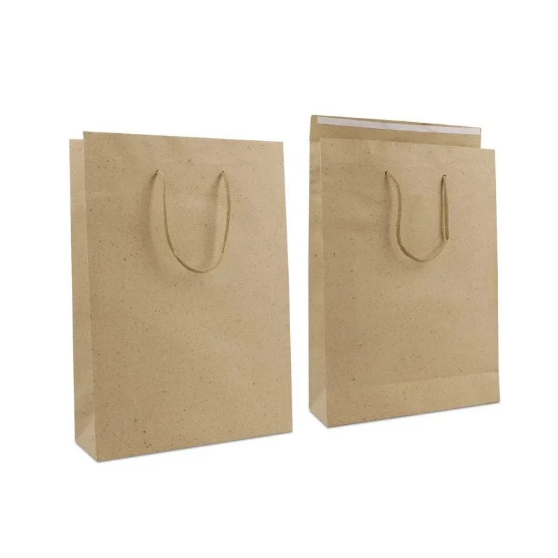 Luxury Carrier Bags with a flap 30+10x42cm Brown grey