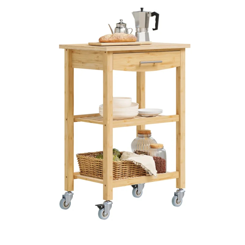 SoBuy | Küchenwagen aus karbonisiertem | Bambus | 58×86×40cm | FKW135-N
