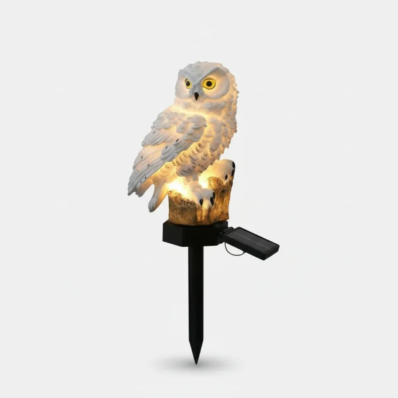 Brehn | OwlGlow Solar-Gartenleuchte | Autarke LED-Außenbeleuchtung | Integrierter Dämmerungssensor | IP65 Wetterfest | 45cm Erdspieß | Dekorative Eulen-Optik