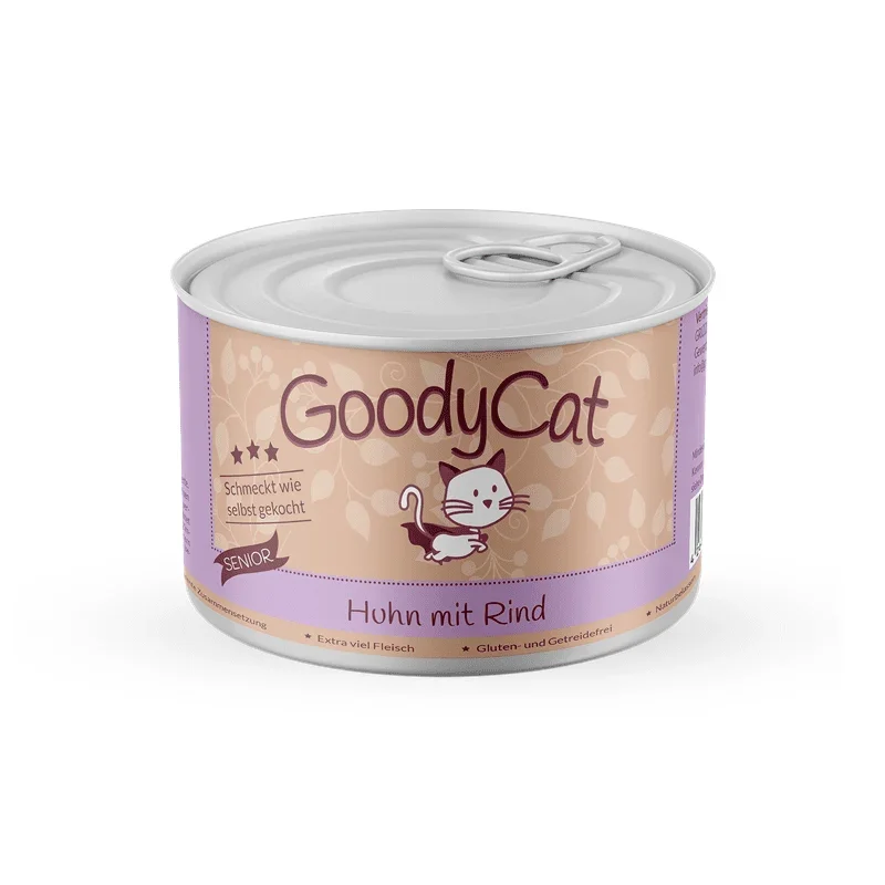 GoodyCat Dose Senior Huhn mit Rind, Ente, Süßkartoffel & Tomate, Nassfutter