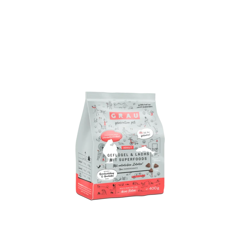 Grau Katze Geflügel & Lachs mit Superfoods zoo-de