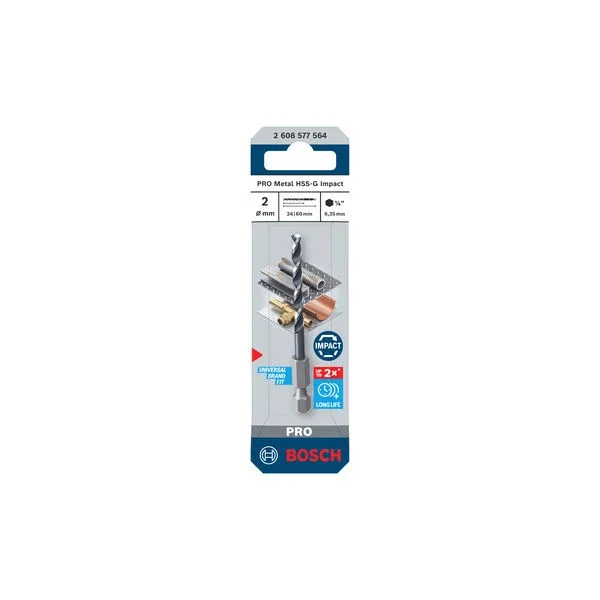 Bosch PRO Metal HSS-G 2 mm Schlagbohrer.