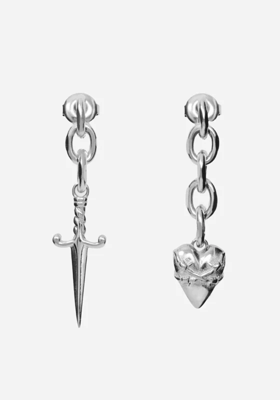 Hurnix Dagger Heart Edelstahl Ohrringe