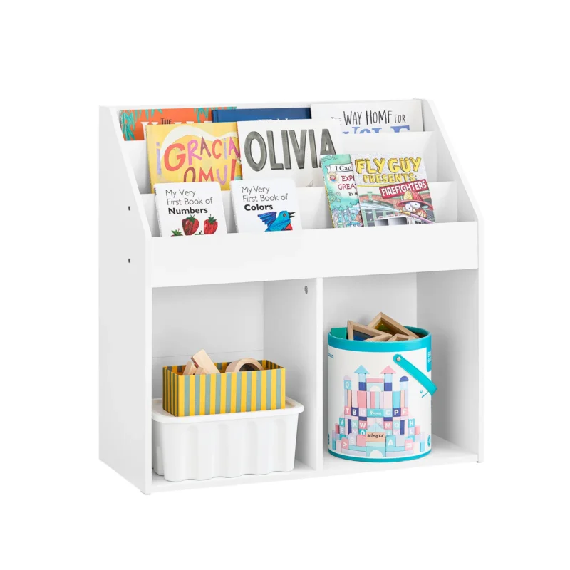 SoBuy | Kinderbücherregal | Zeitungsständer Kinderzimmer | Aufbewahrungsregal Weiß | KMB01-II-W